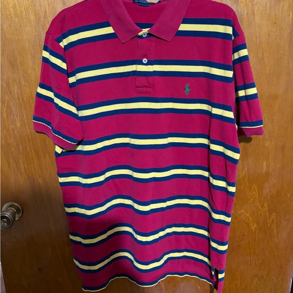 Ralph Lauren Red Polo with Yellow and Navy Stripes - Picture 4 of 5